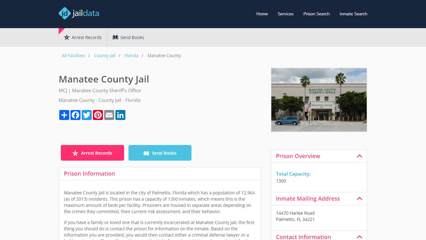 Manatee County Jail Inmate Search and Prisoner Info - Palmetto, FL